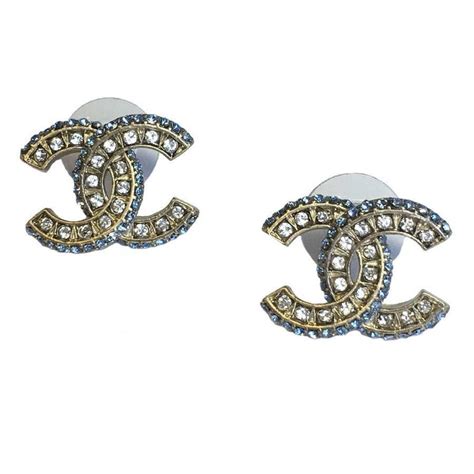 chanel earrings blue|Chanel earrings cc real.